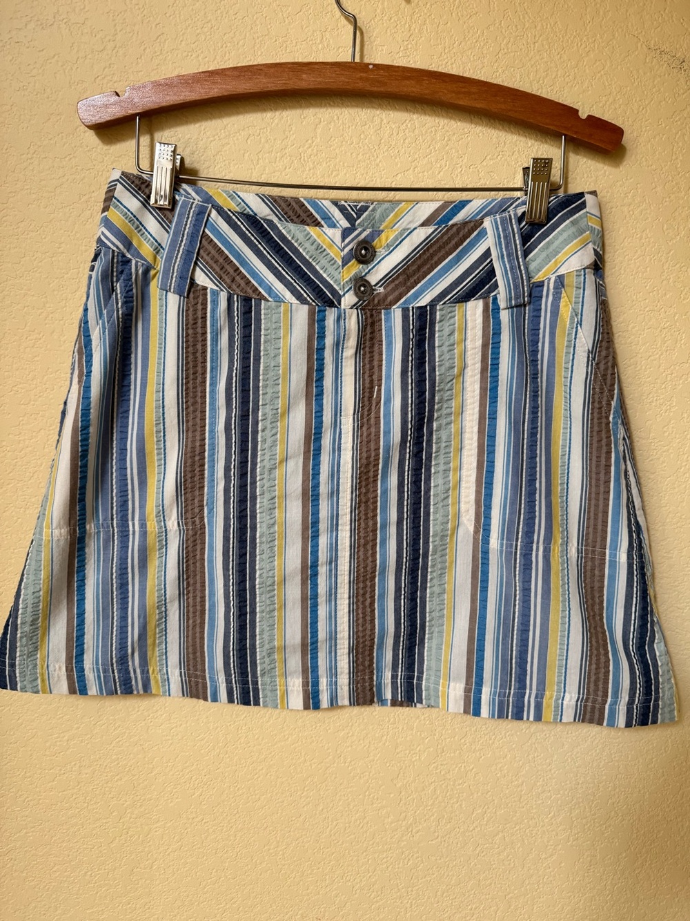 Patagonia Netty Skirt Blue Yellow White Stripped Size 6